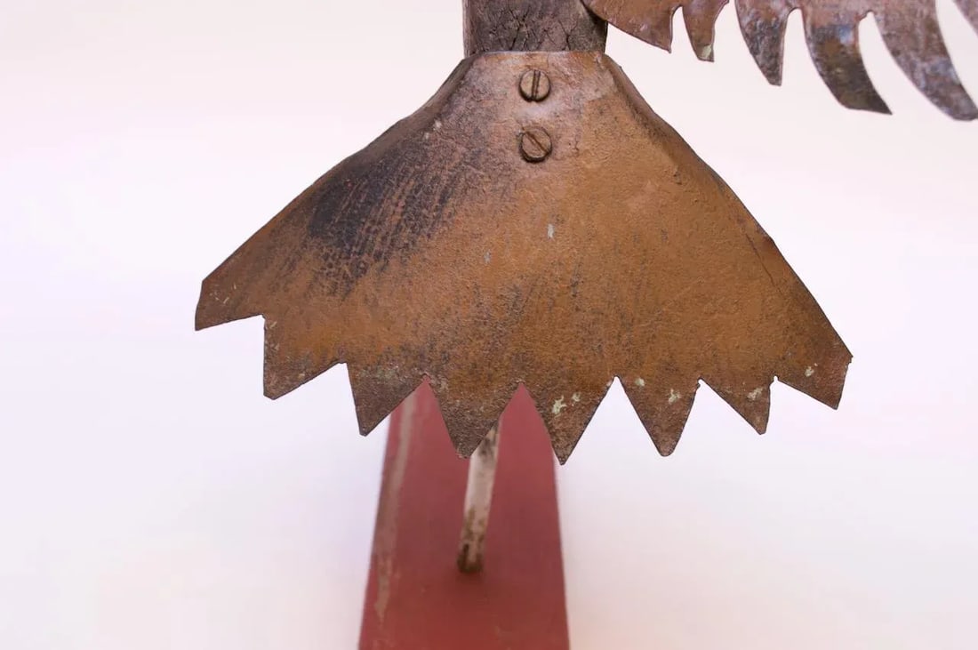 Folk Art Mounted Metal and Wood Carved Eagle Statue - 8