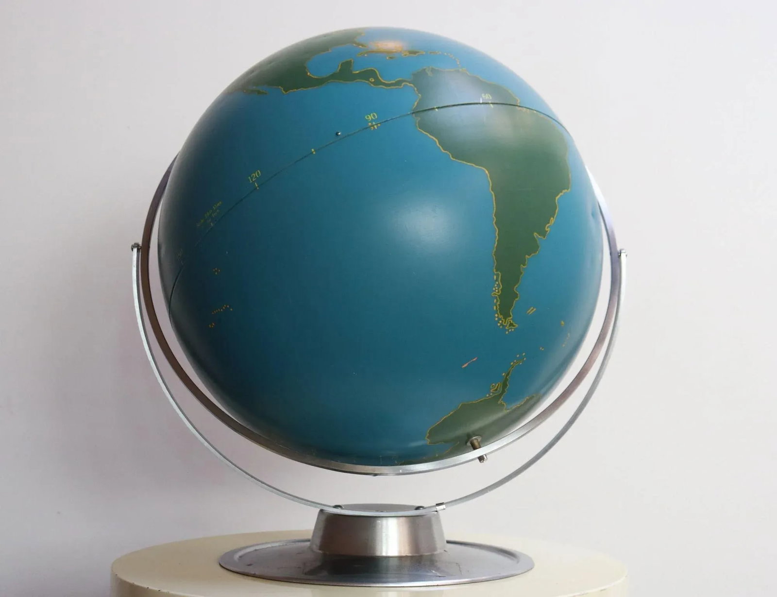 Large Vintage a.j. Nystrom Wall Mounted or Tabletop Activity / Military Globe - 3