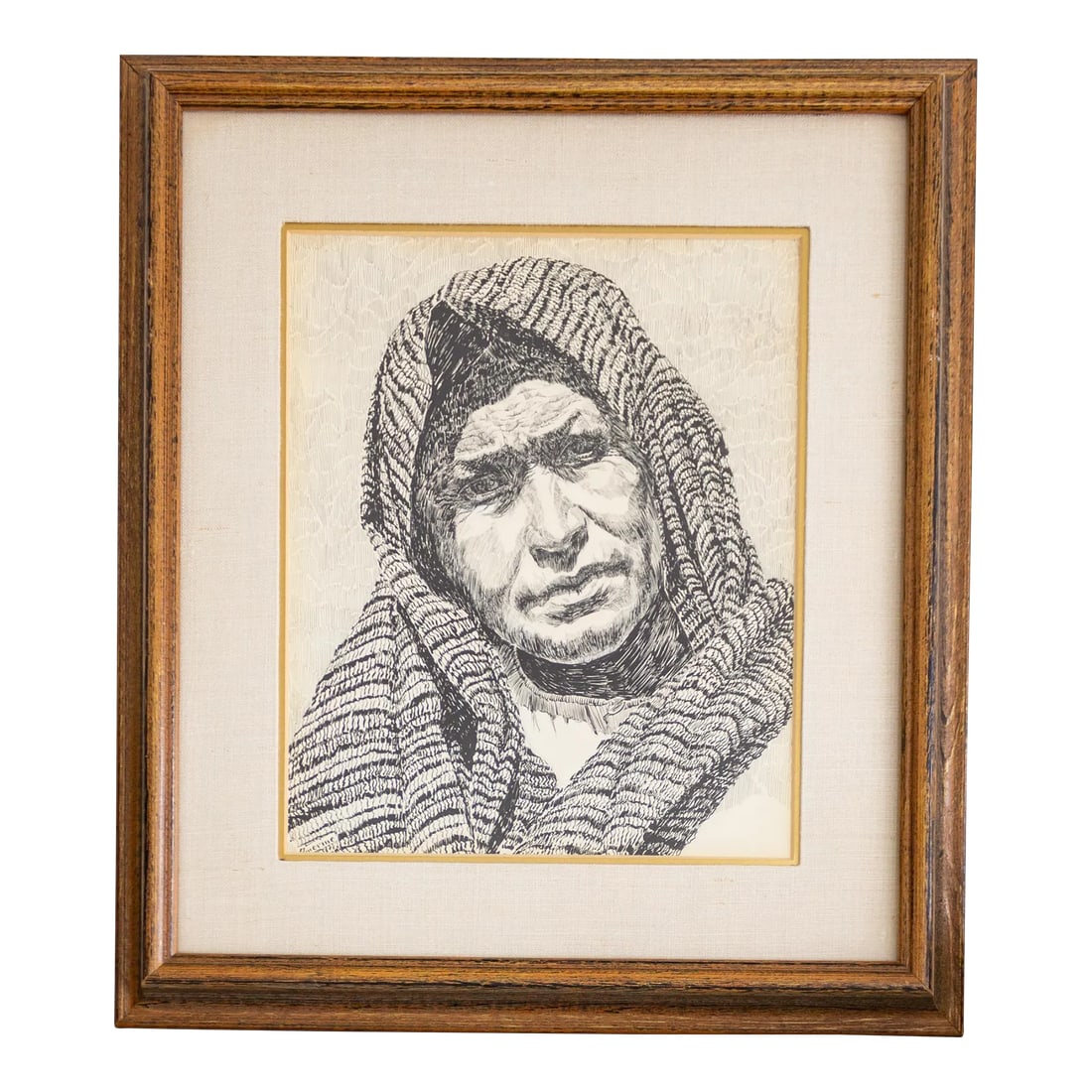 Early 20th Century Pen and Ink Portrait by Texas Artist Weldon Amerine