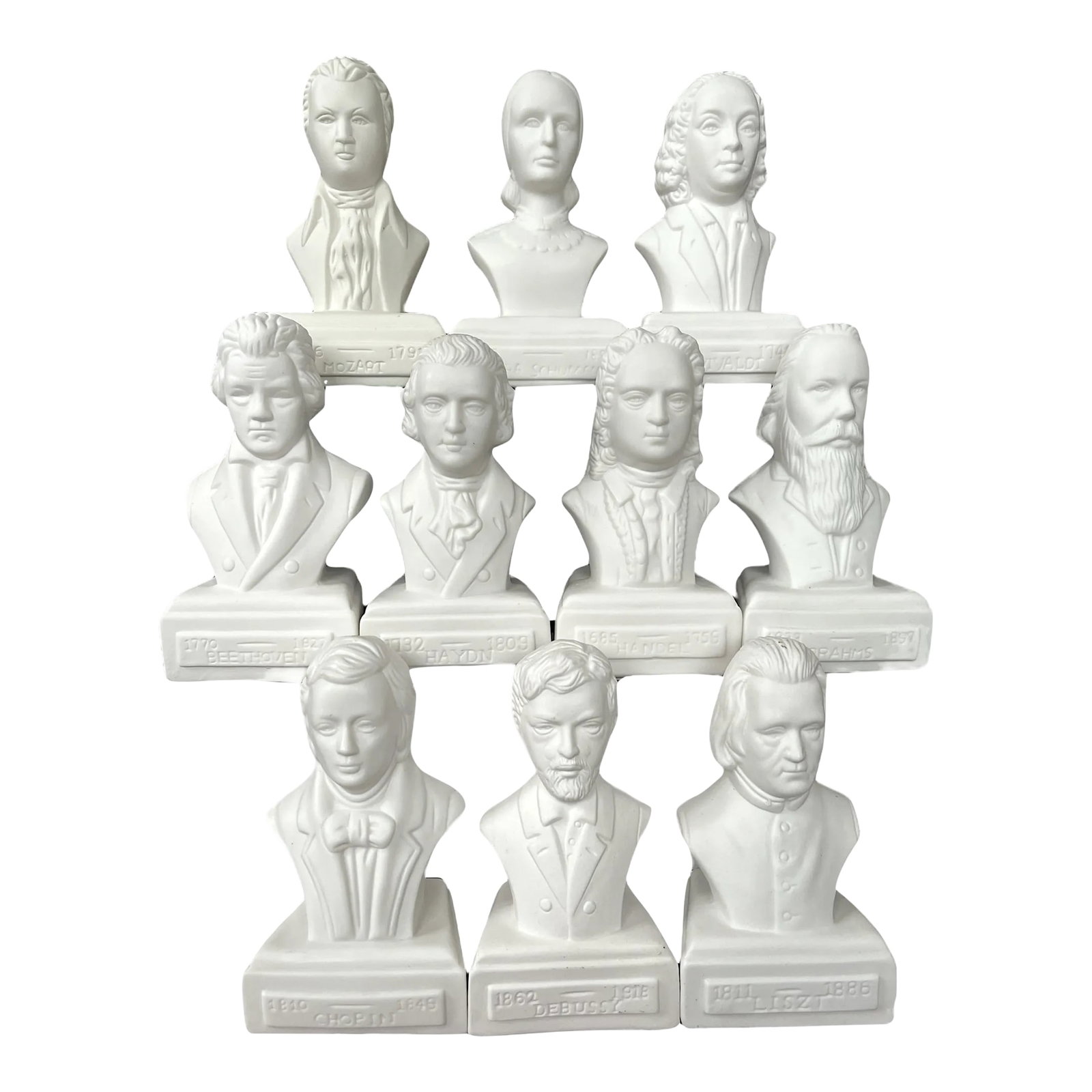 Vintage Famous Composers White Porcelain Bisque Busts Set of 10 (1 of 8)