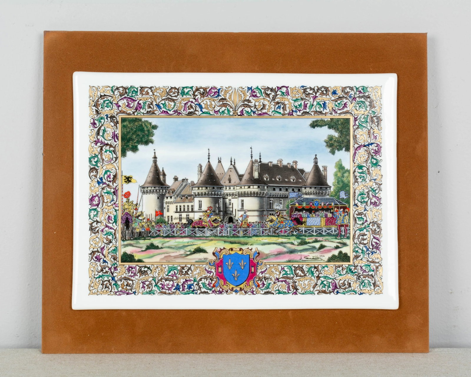 French Chateaux Porcelain Plaques - Boxed - Set of 7 - 9