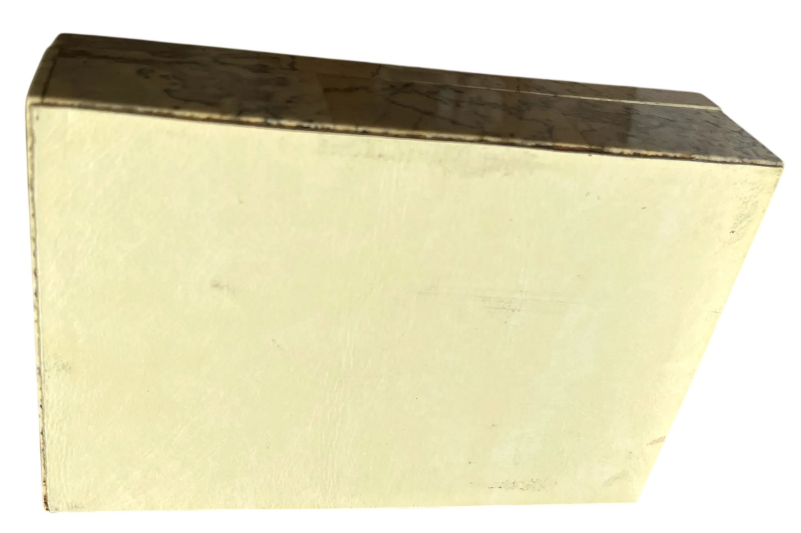 1980s Vintage Postmodern Tessellated Cream and Black Stone Box With Domed Lid and Black Marble Inlay - 6