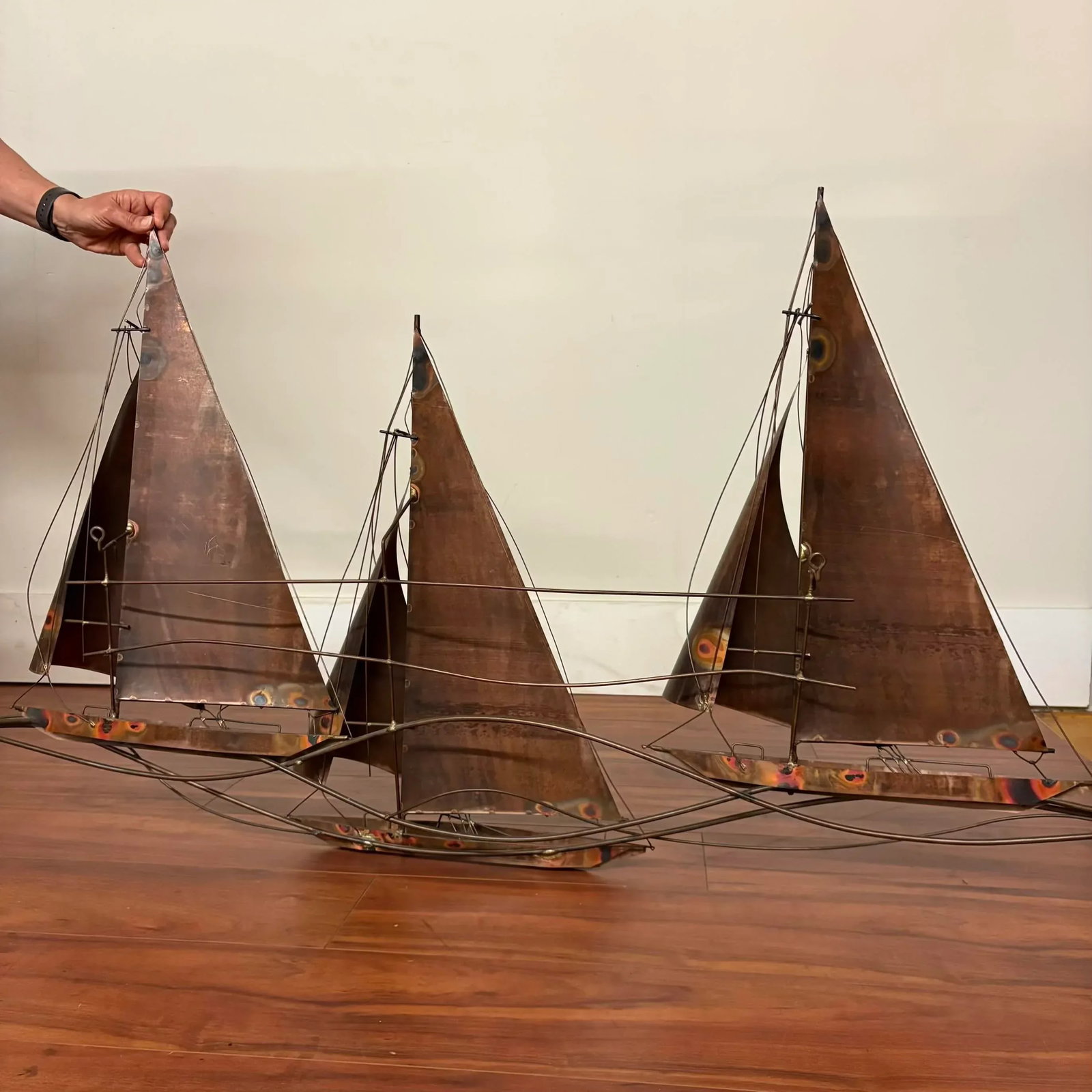 Vintage 1977 Curtis Jere Sailboat Wall Sculpture - 11