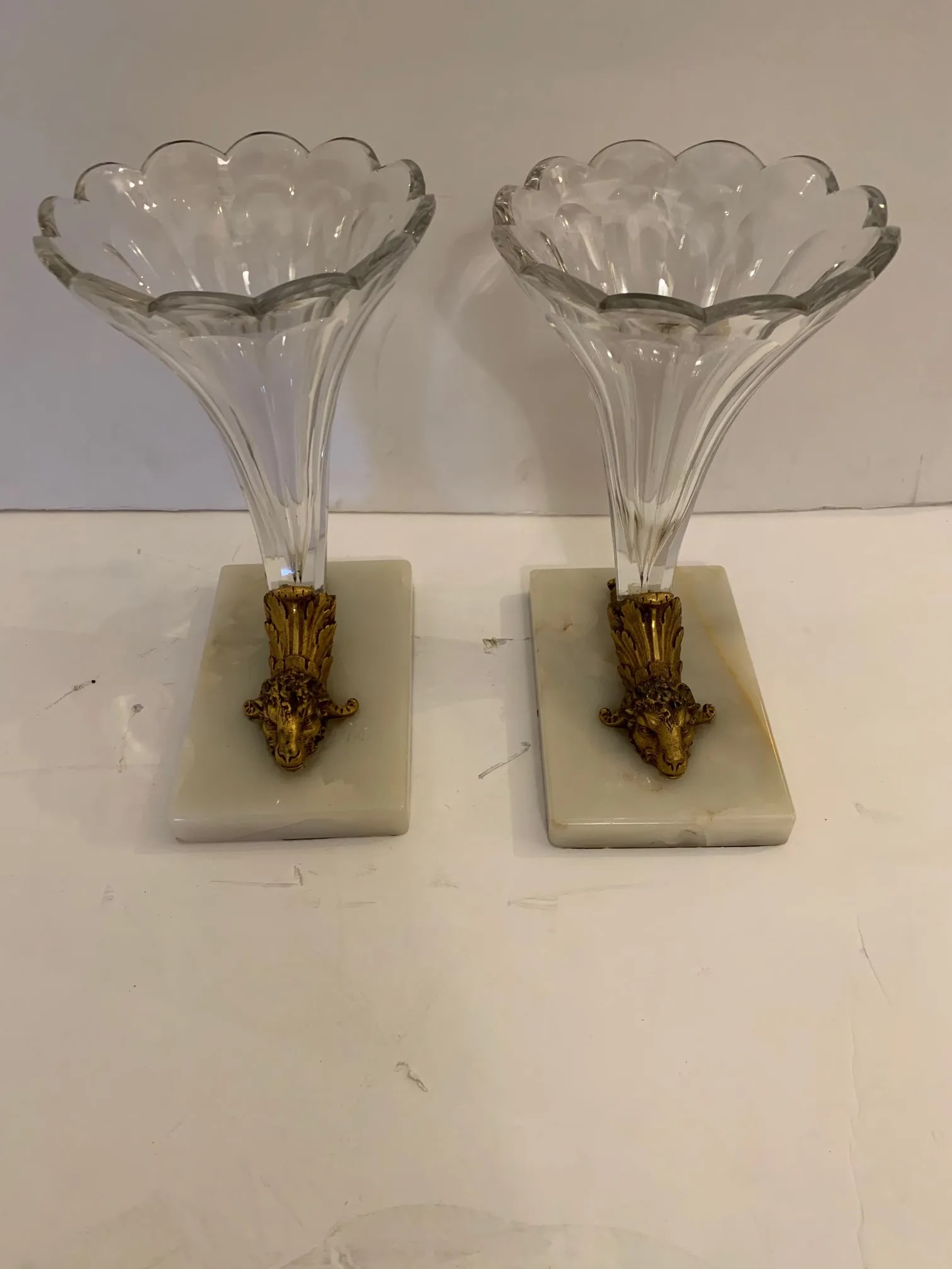 Cut Glass Marble and Bronze Cornucopia -A Pair - 11