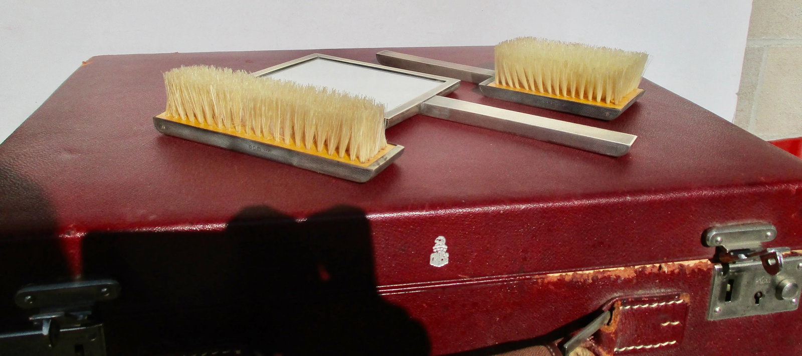Antique Mark Cross Travel Case With Sterling Toiletry Set 1945 - 12