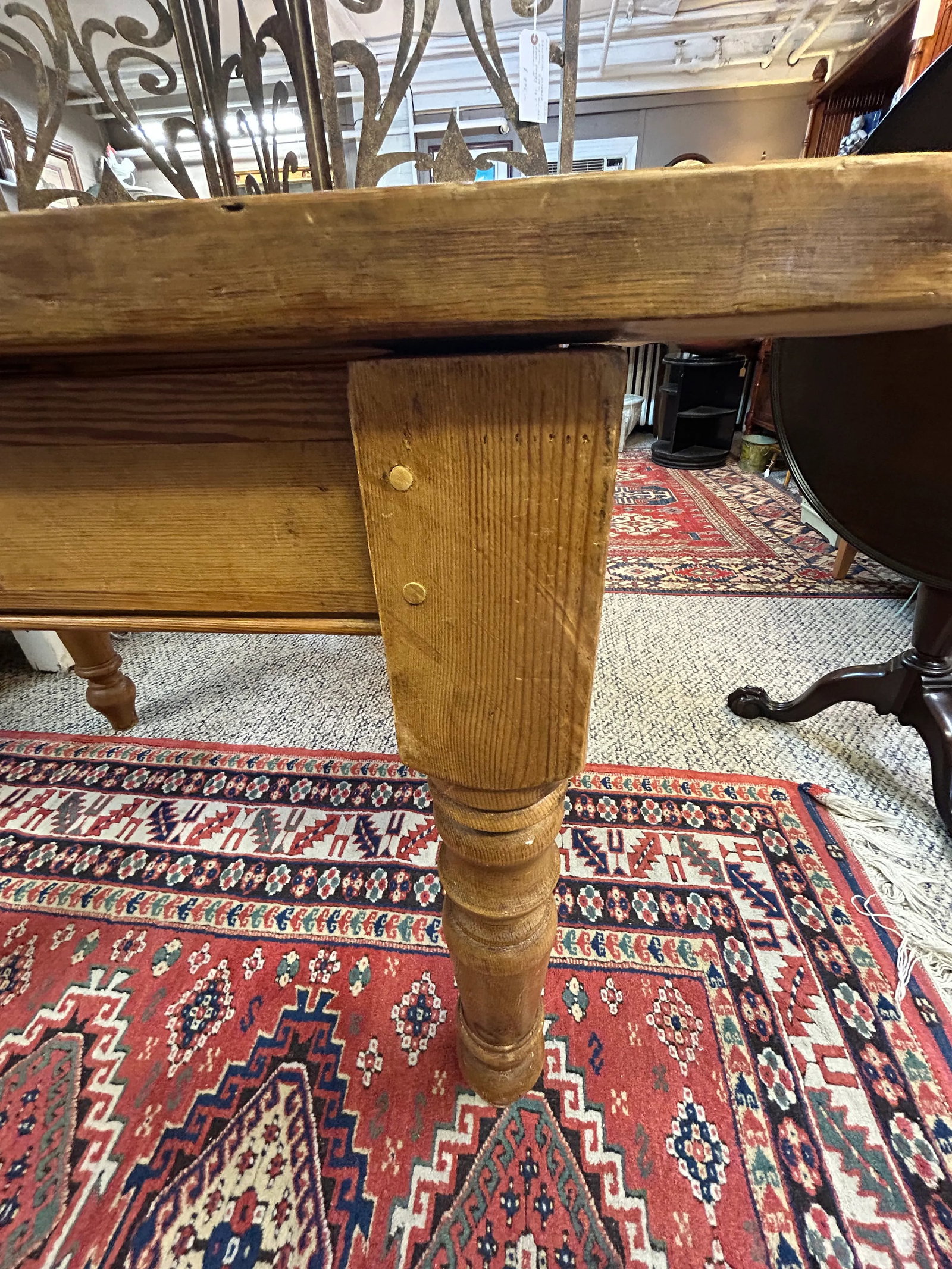 Rustic Pine Writing Desk With Single Drawer - 6