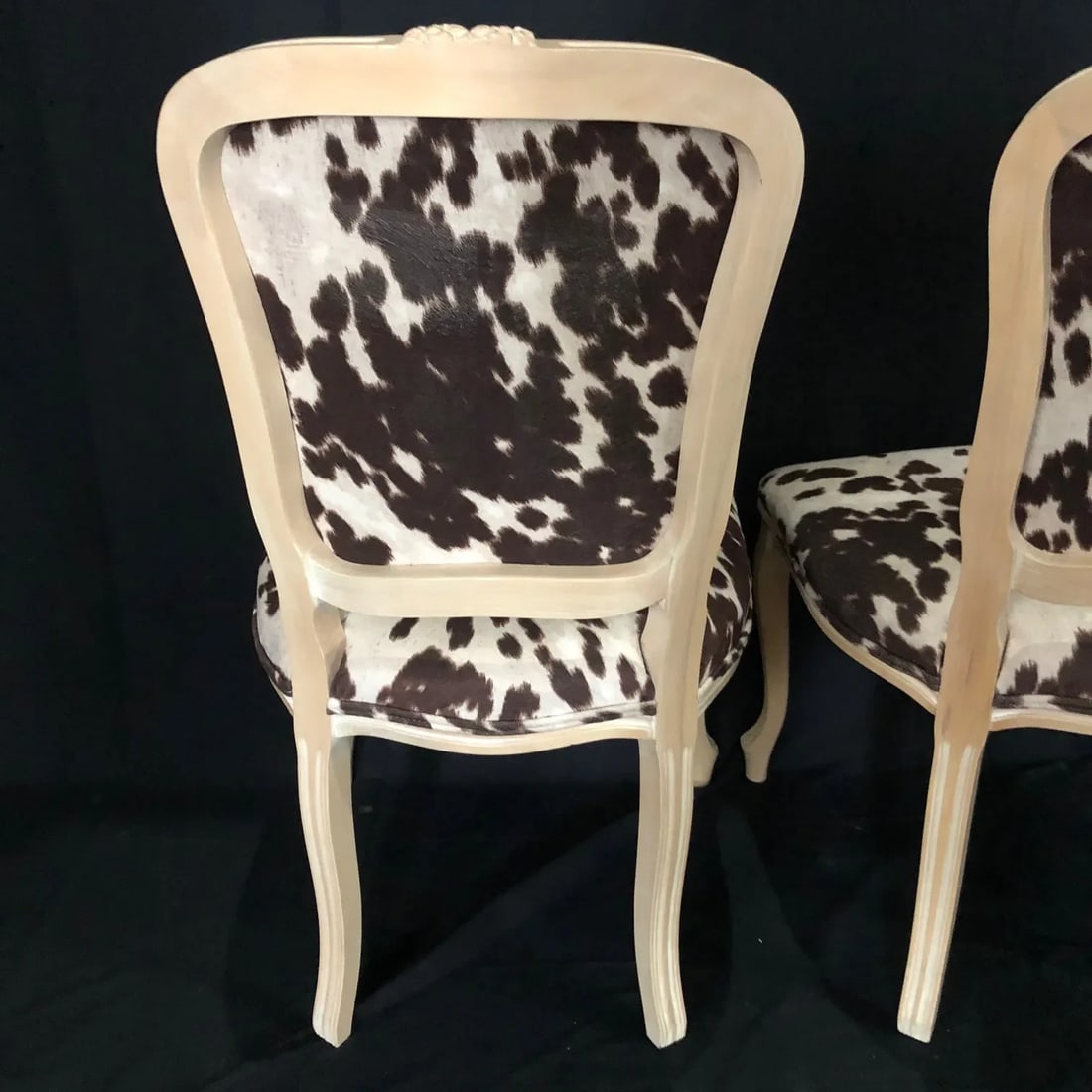 Louis XV Style Bleached Wood Chairs With Faux Hide Upholstery -Set of 3 - 10