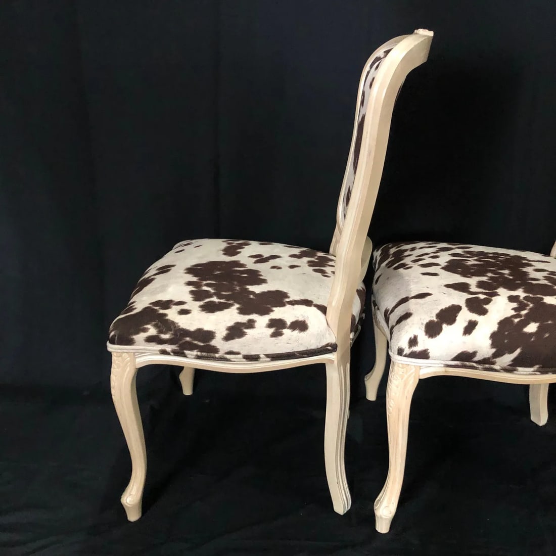 Louis XV Style Bleached Wood Chairs With Faux Hide Upholstery -Set of 3 - 11