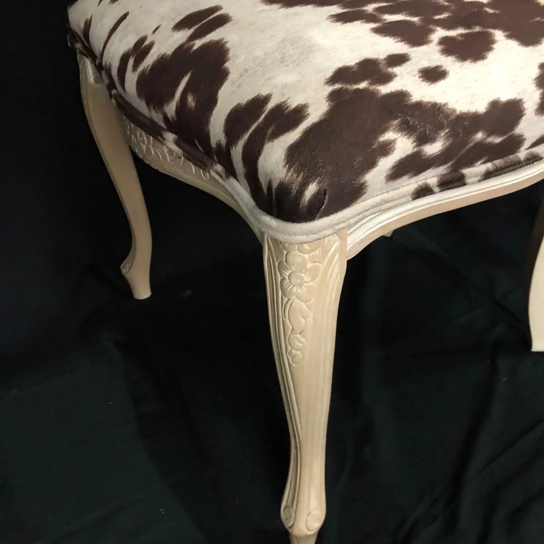 Louis XV Style Bleached Wood Chairs With Faux Hide Upholstery -Set of 3 - 12