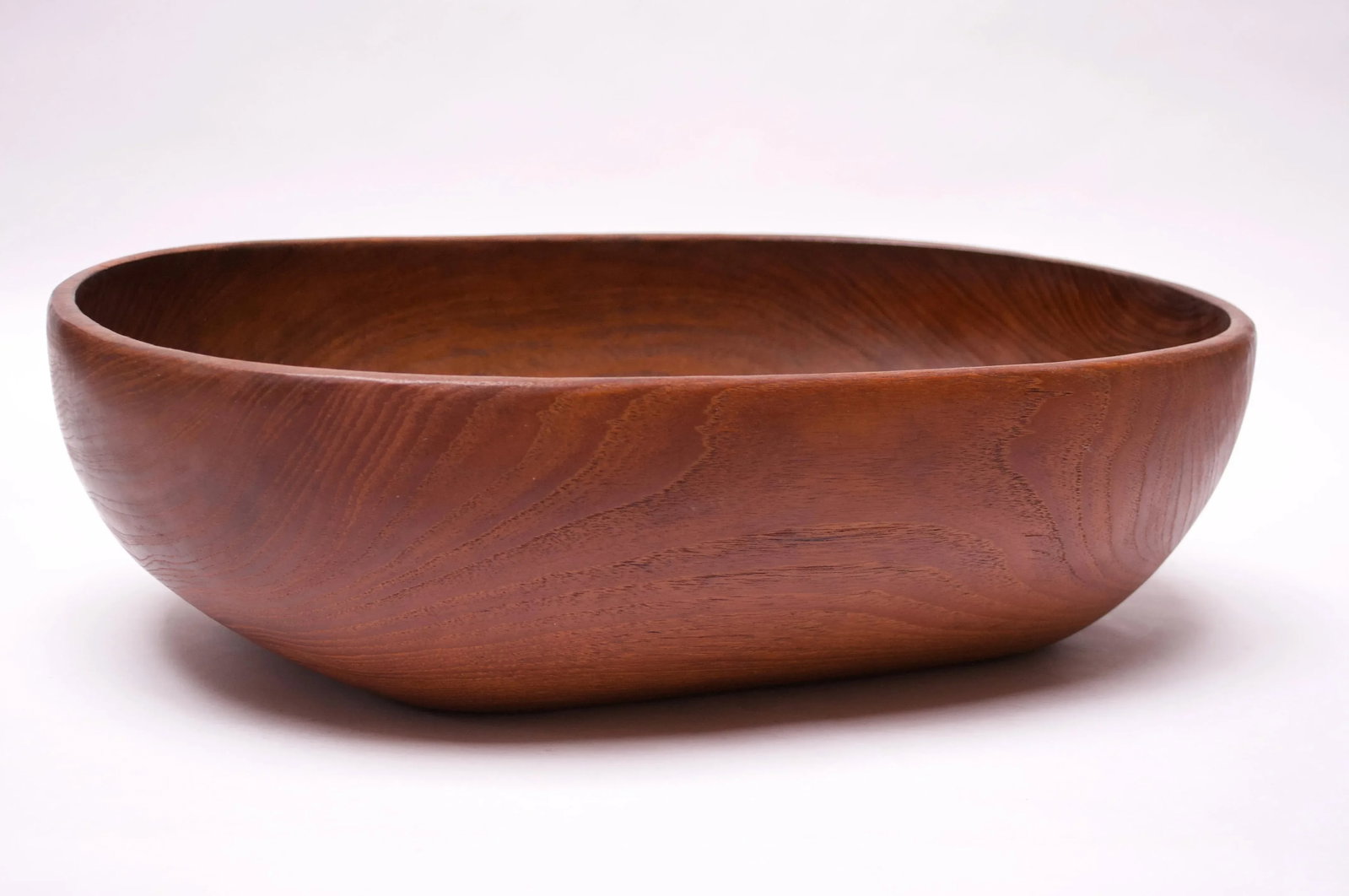 Large Danish Modern Carved Teakwood Fruit / Serving Bowl - 13