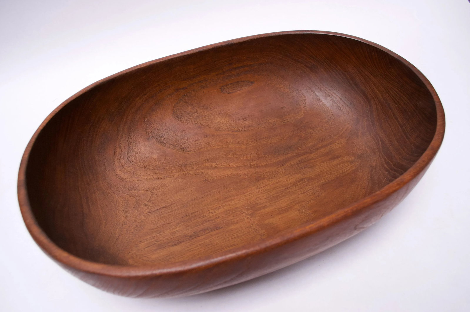 Large Danish Modern Carved Teakwood Fruit / Serving Bowl - 2