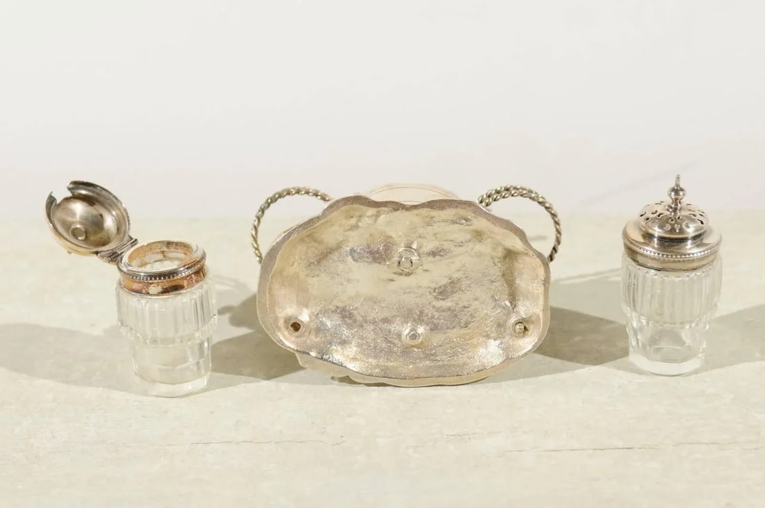 Circa 1873 English Silverplate Cruet Set of Young Boy Leaping in the Air - 10