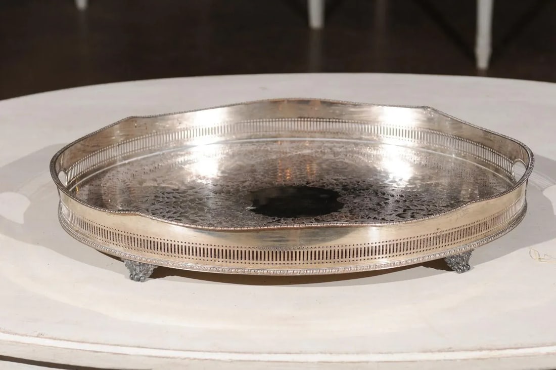 Early 20th Century English Edwardian Period Silverplate Tray - 12