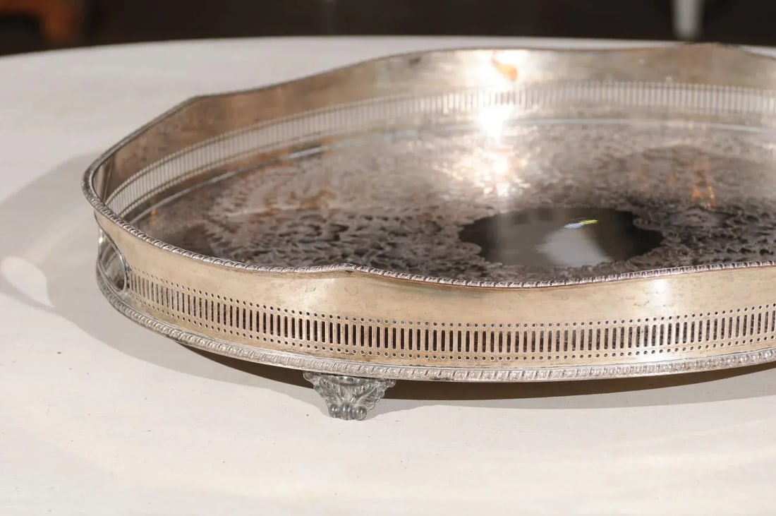 Early 20th Century English Edwardian Period Silverplate Tray - 9