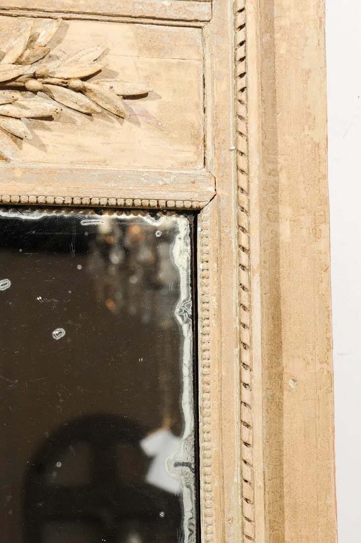 French Louis XVI Period 1790s Painted Wood Trumeau Mirror with Scrollwork Motifs - 10