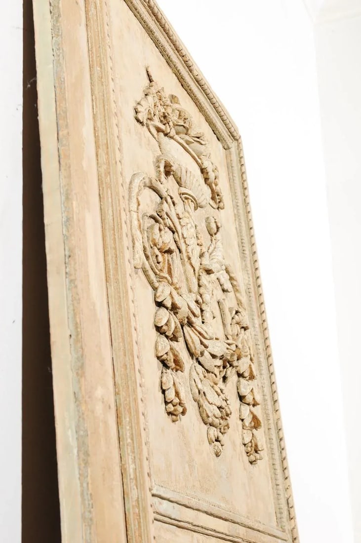 French Louis XVI Period 1790s Painted Wood Trumeau Mirror with Scrollwork Motifs - 3