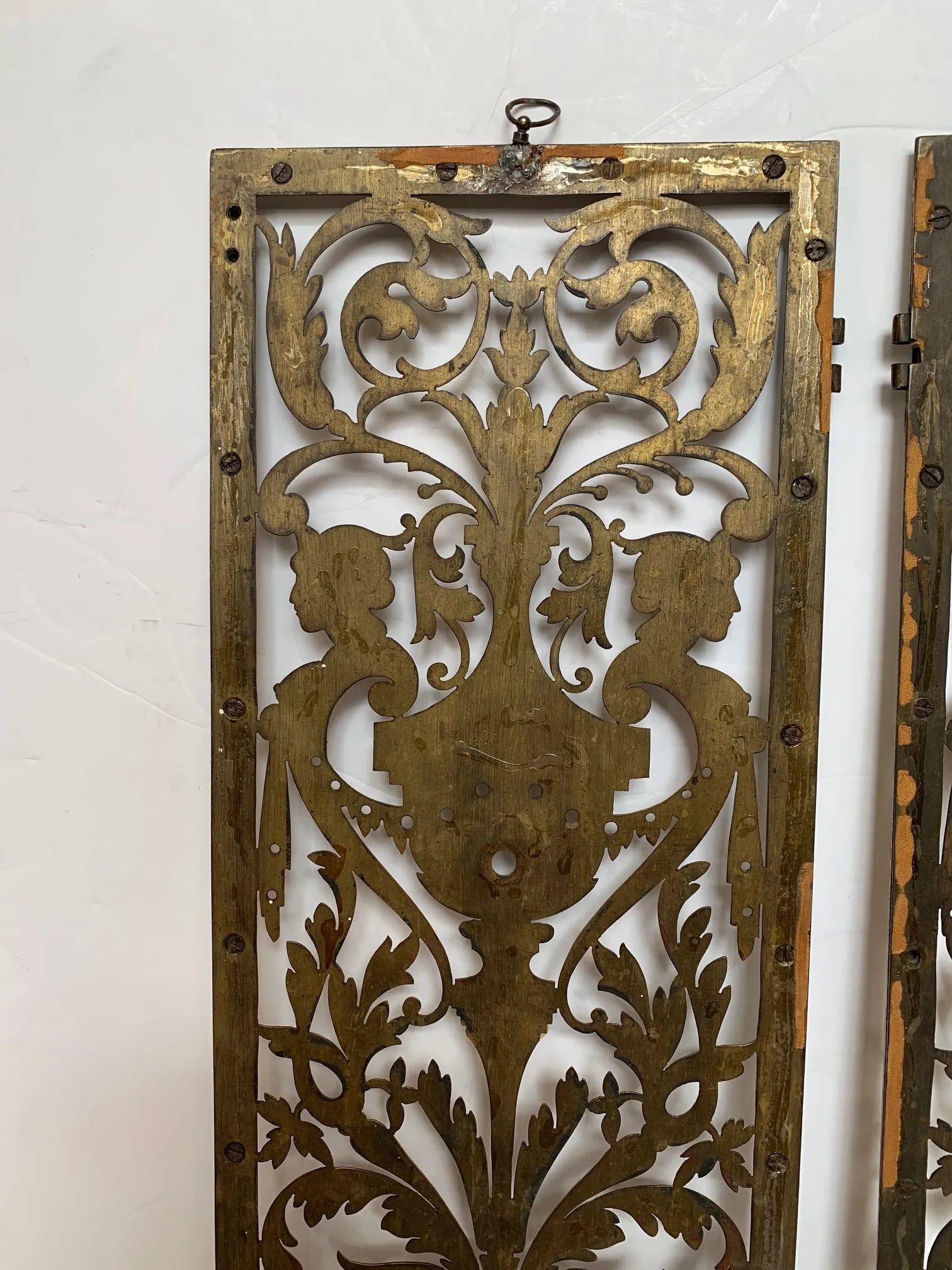 Vintage Pierced and Etched Brass Panels -A Pair - 11