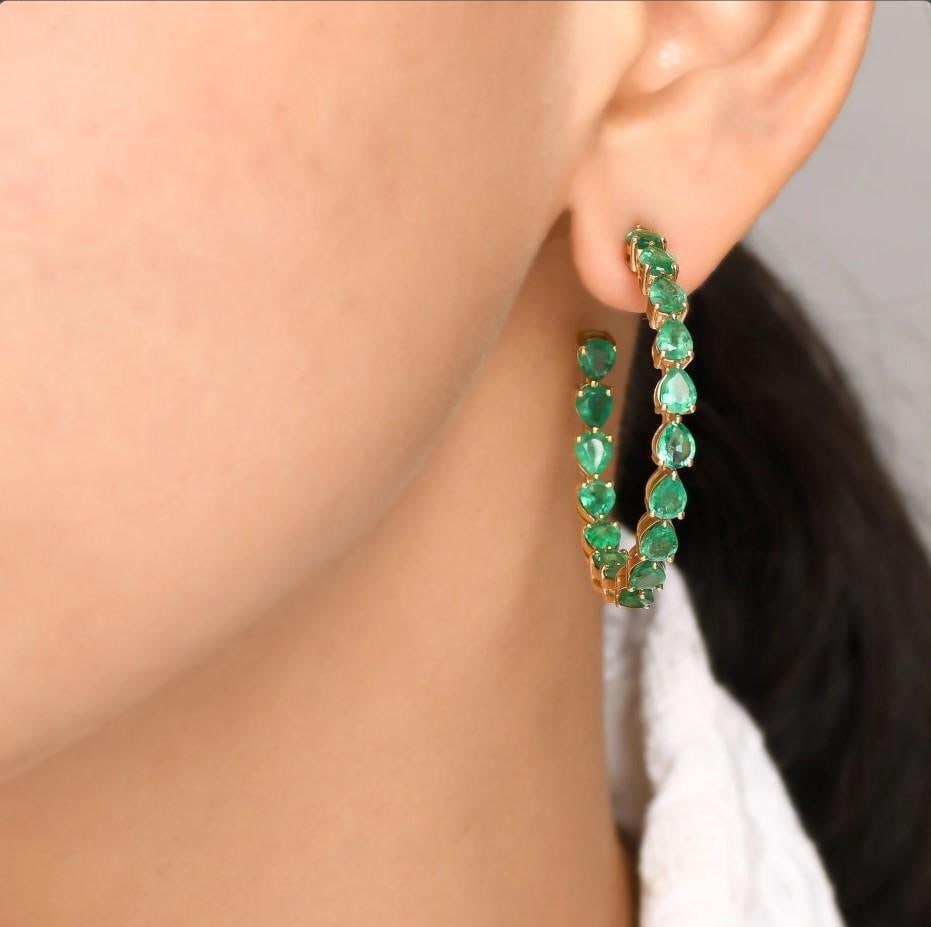 9.34 cts Natural Zambian emerald earring in 18k gold - 10