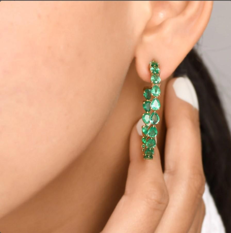 9.34 cts Natural Zambian emerald earring in 18k gold - 12