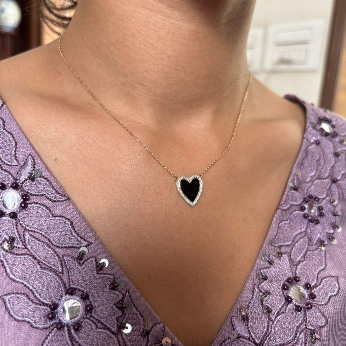 Natural diamond 0.25cts pendant in 18k gold - 14