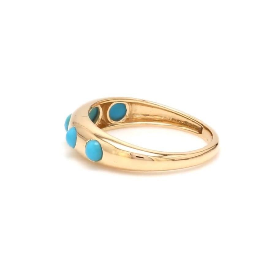 Natural 0.61 cts turquoise ring in 14k gold - 10