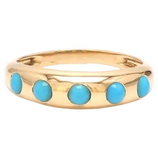Natural 0.61 cts turquoise ring in 14k gold - 15