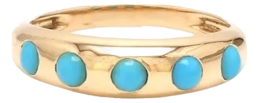 Natural 0.61 cts turquoise ring in 14k gold: Natural turquoise round gypsy ring gold Natural round cabochon gypsy stackable arizona turquoise ring gold Turquoise gypsy ring gold STONE DETAILS : âœ¦ Gemstone: Turquoise âœ
