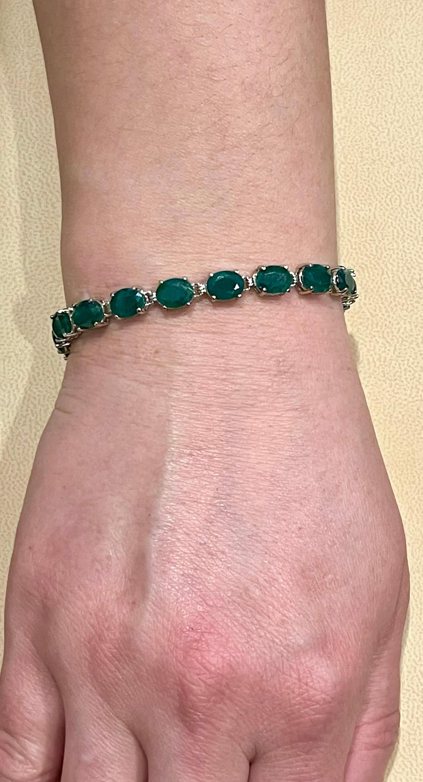 23 Carat Natural Emerald Cocktail Tennis Bracelet 14 Karat White Gold - 3