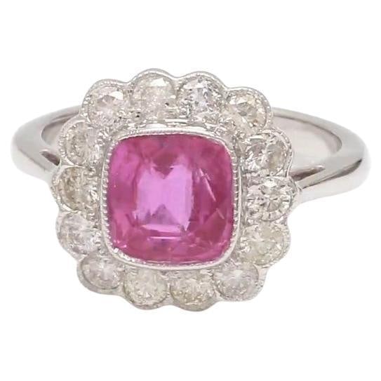Natural 2.29 cts pink sapphire & 0.81 cts diamond ring in 18k gold - 5