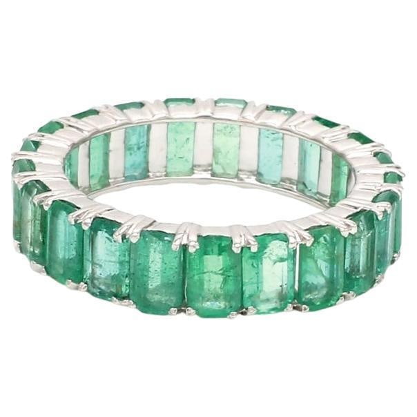 Natural 5.97 cts Zambian emerald band ring 14k gold - 15