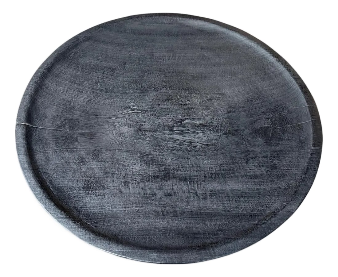 Andrianna Shamaris Impressive Large Charred Platter: Beautiful oversized wood platter or bowl hand carved from a single piece of suar wood. The backs are flat and can therefore be installed on a wall. Also a practical addition to serve food, hold