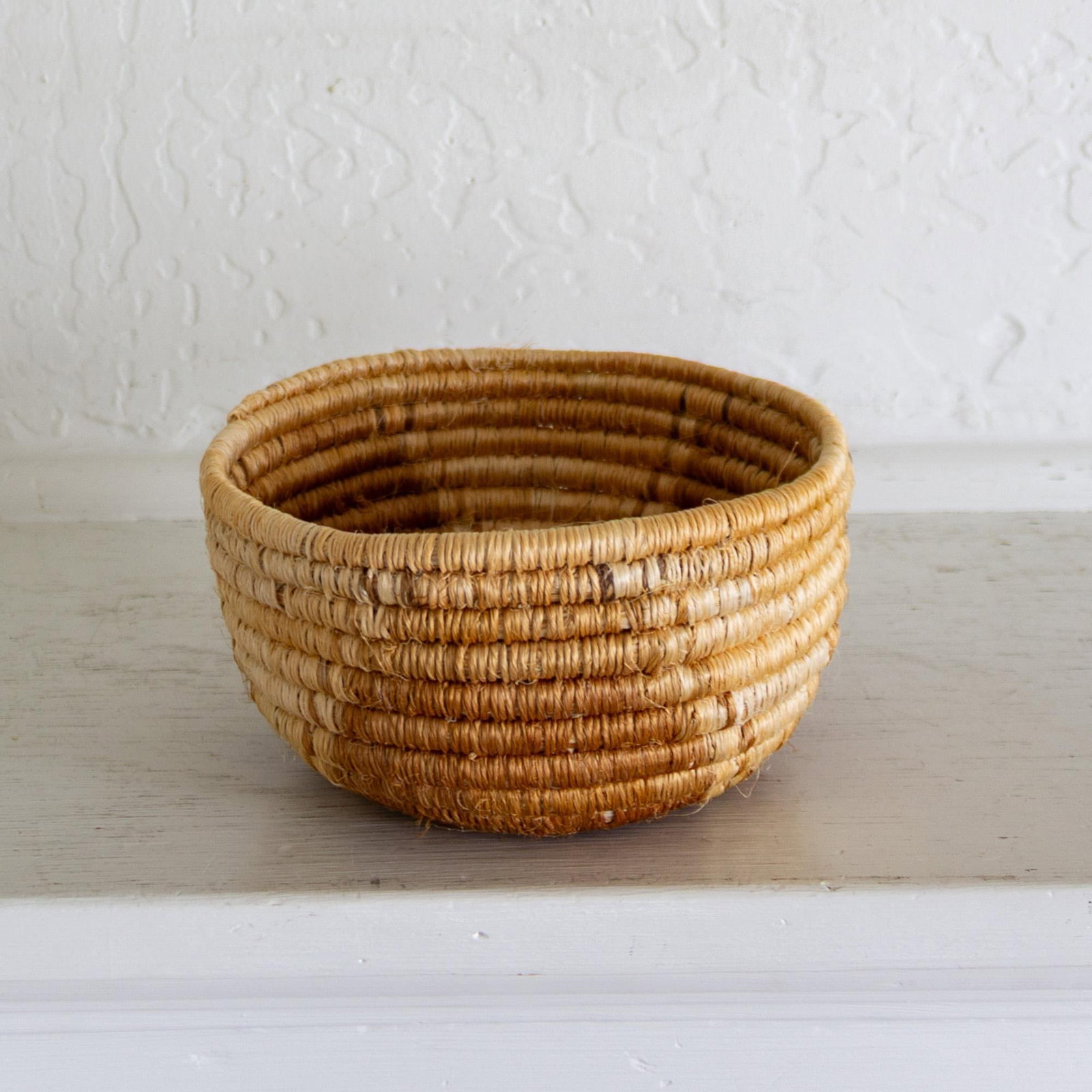 Native American Style Pine Needle and Natural Fiber Coil Basket or Bowl - 10