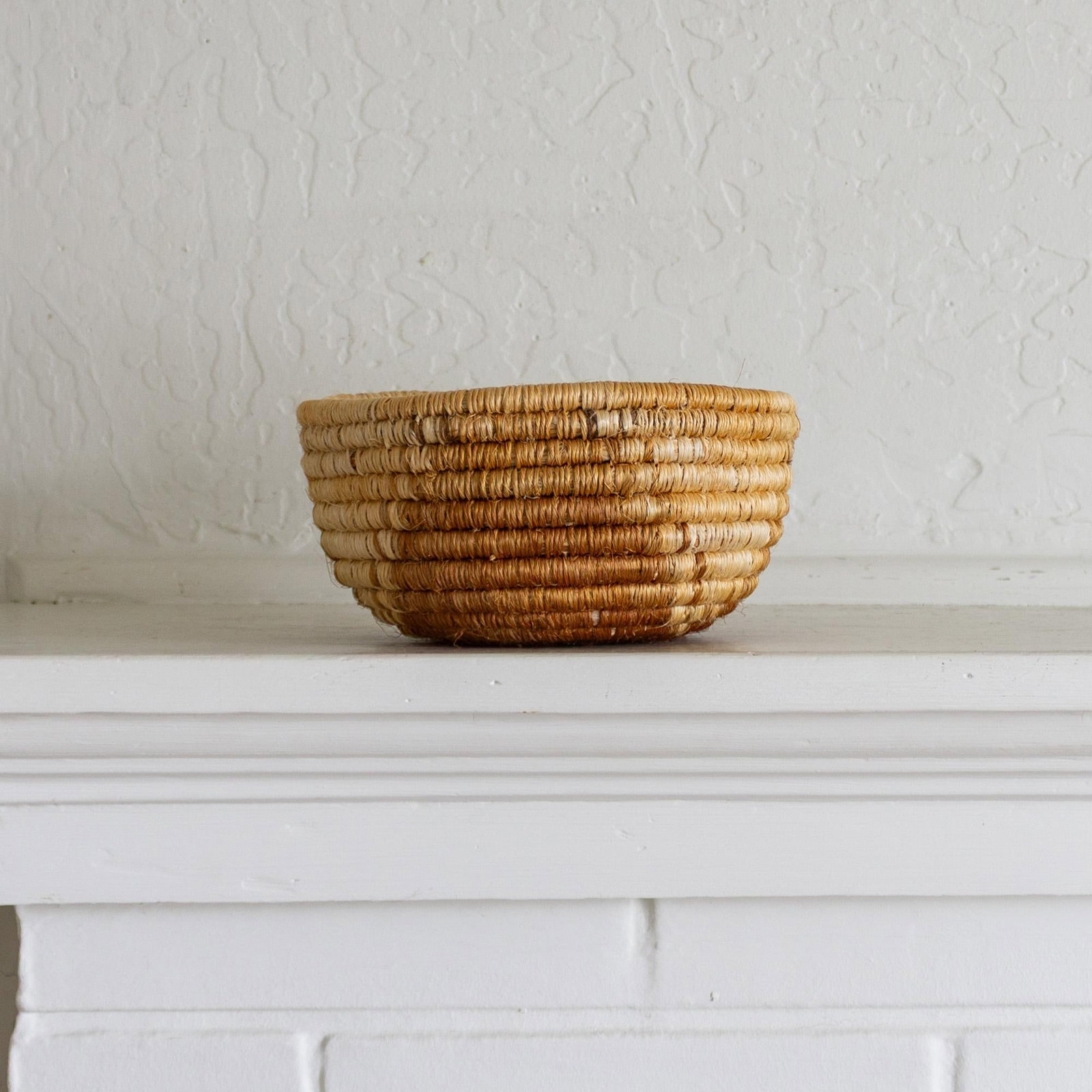 Native American Style Pine Needle and Natural Fiber Coil Basket or Bowl - 17