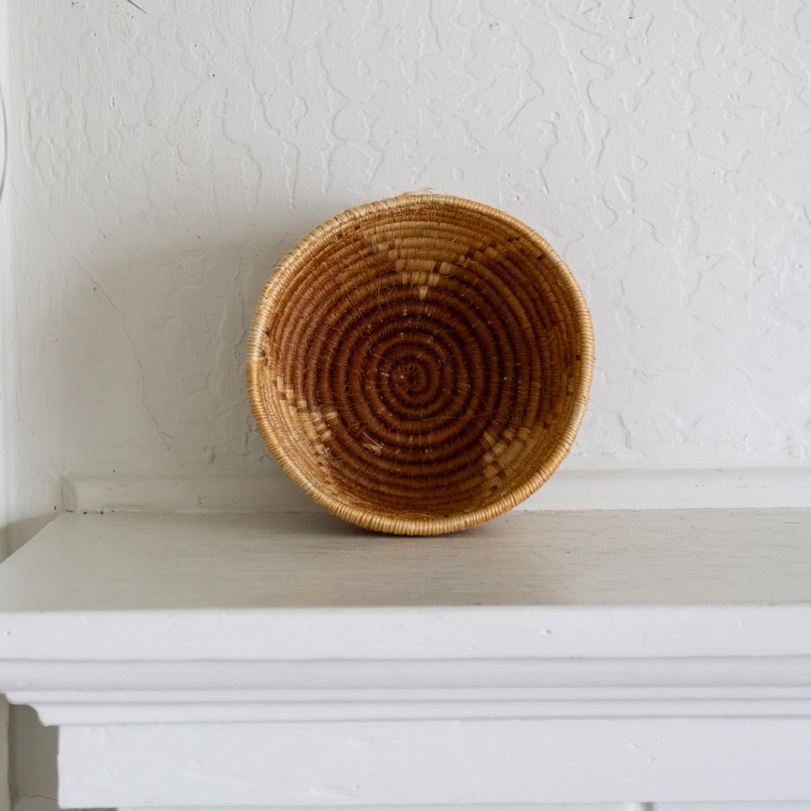 Native American Style Pine Needle and Natural Fiber Coil Basket or Bowl - 4