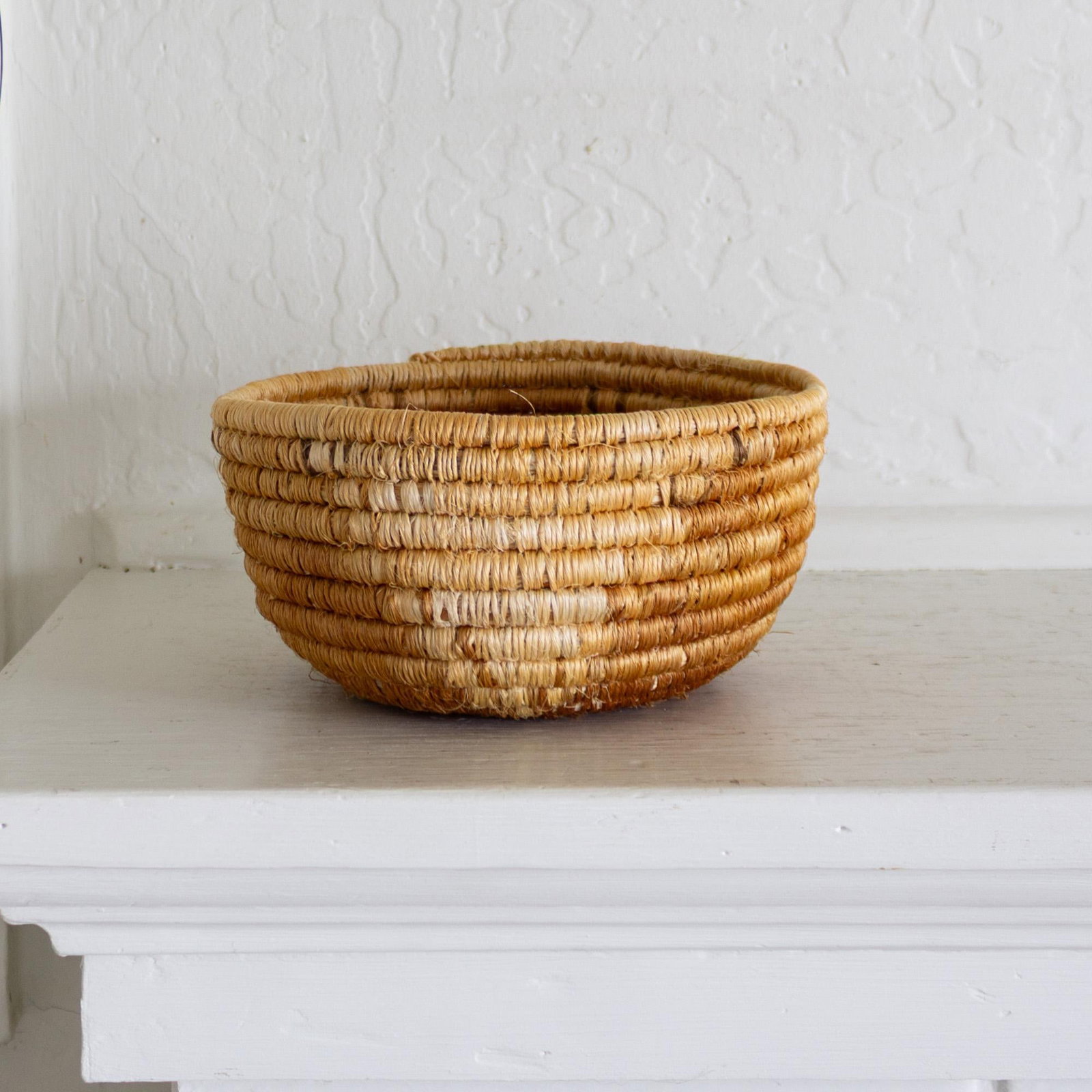 Native American Style Pine Needle and Natural Fiber Coil Basket or Bowl - 6