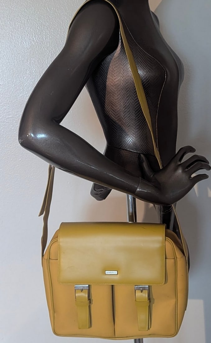90s Messenger Bag in Modern Materials Mustard Yellow, Byblos Brand - 2