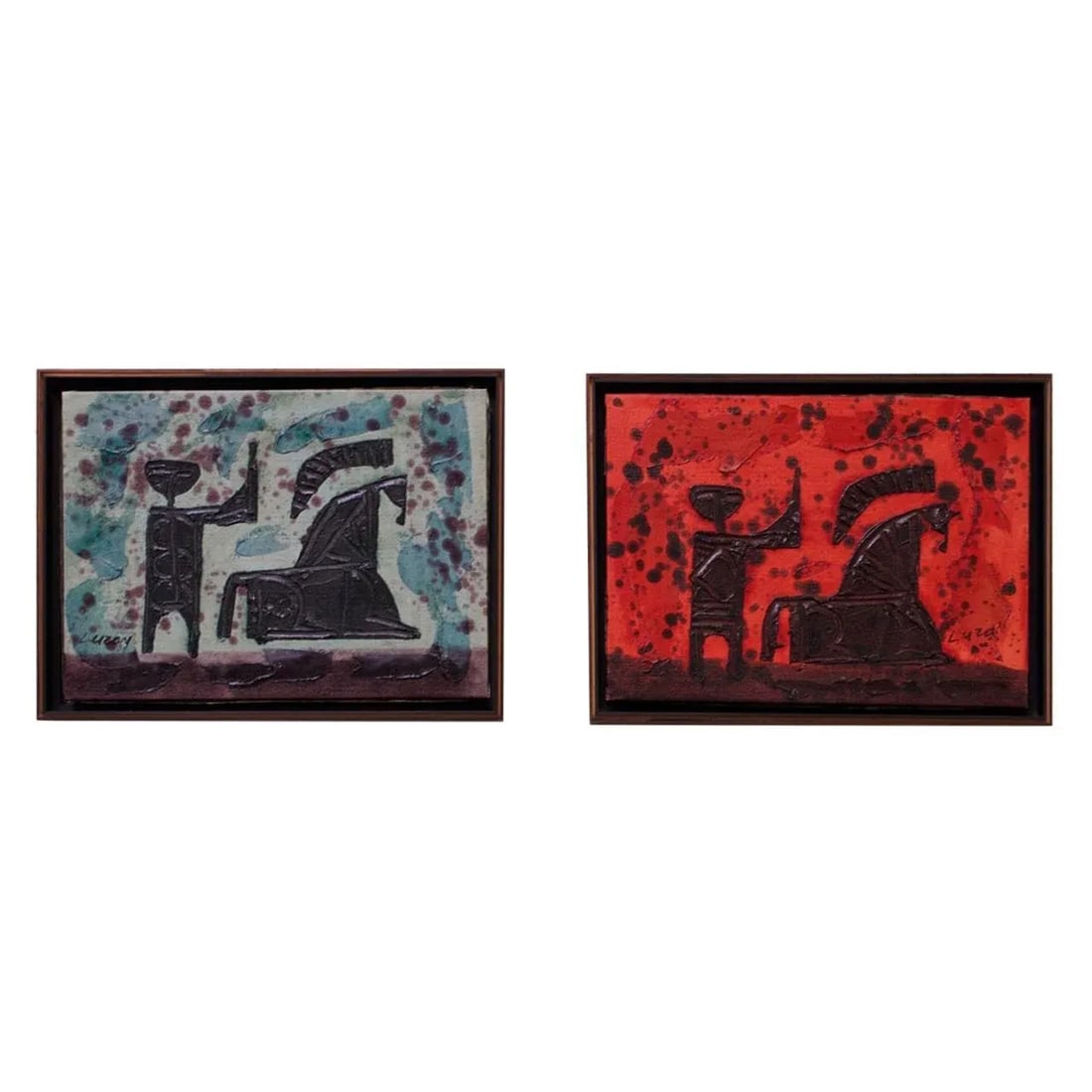 Set of Two 1960s 'Trojan' Impasto Oil on Canvas Paintings by Luzon - A Pair - 12