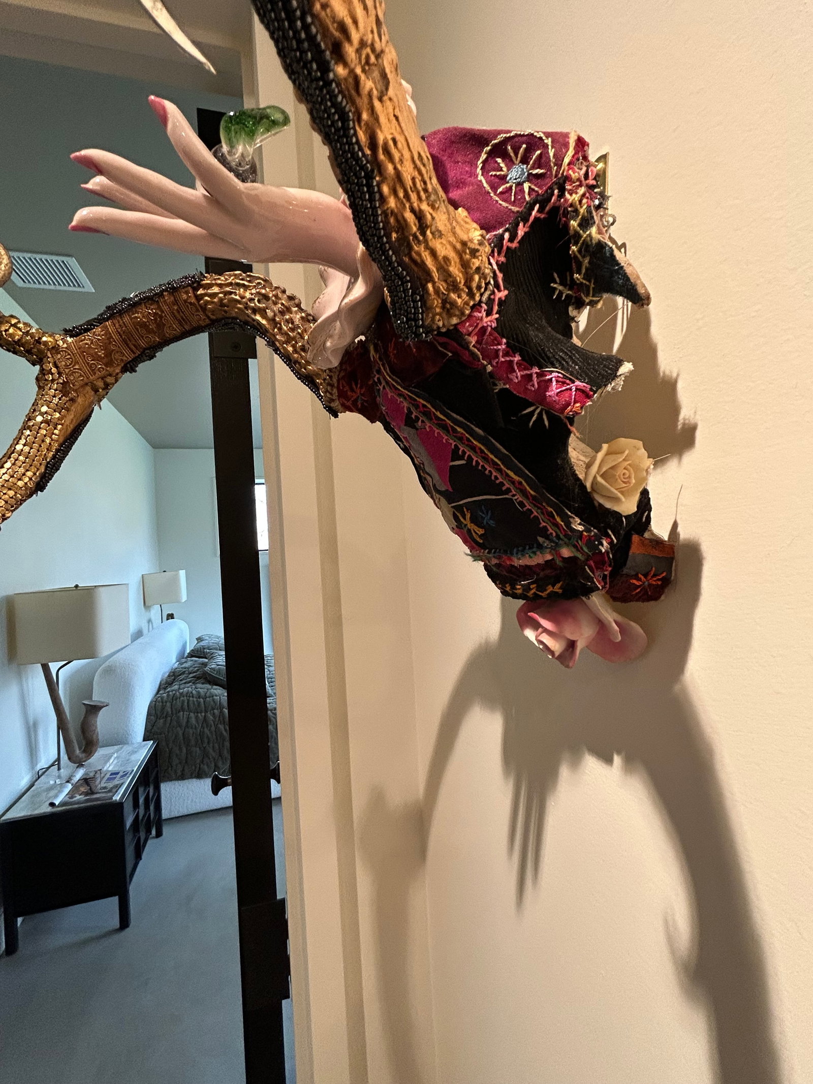Mixed Media Skull Wall Sculpture Titled Giving Sweet - 12