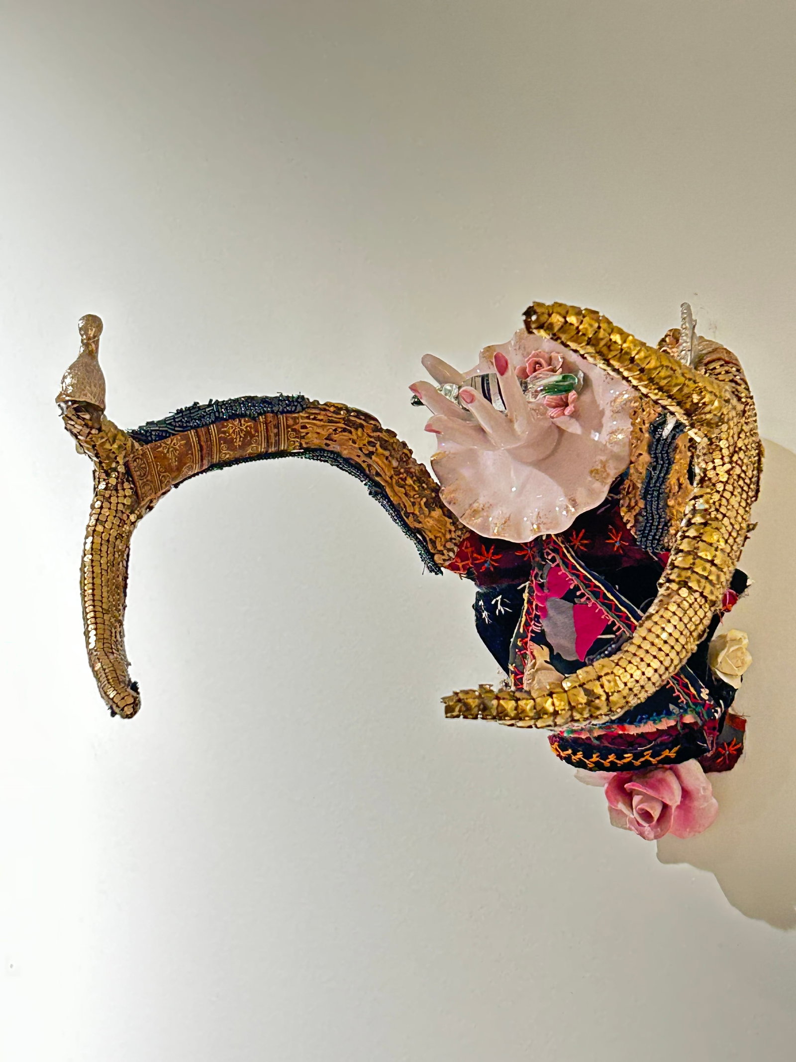 Mixed Media Skull Wall Sculpture Titled Giving Sweet - 7