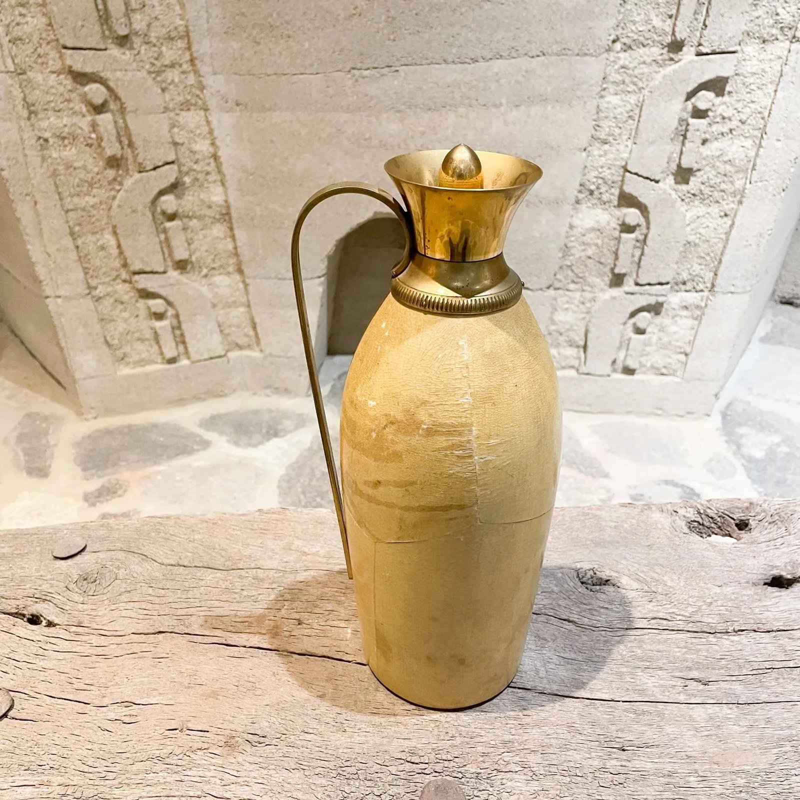 Aldo Tura for Macabo Carafe Pitcher Lacquered Goatskin and Brass 1940s Italy - 13