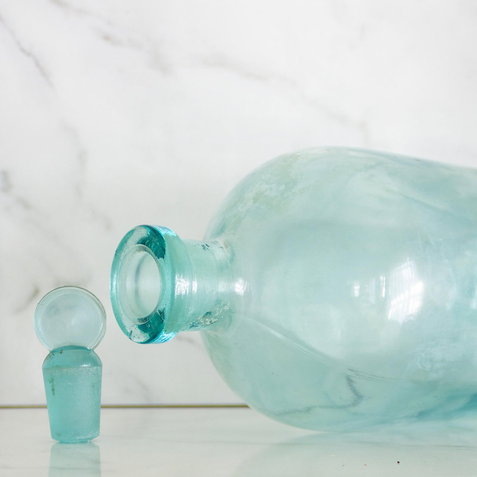 Pair of Antique Aqua Glass Medical Snake Oil Apothecary Bottles From Ny and Nj - 7