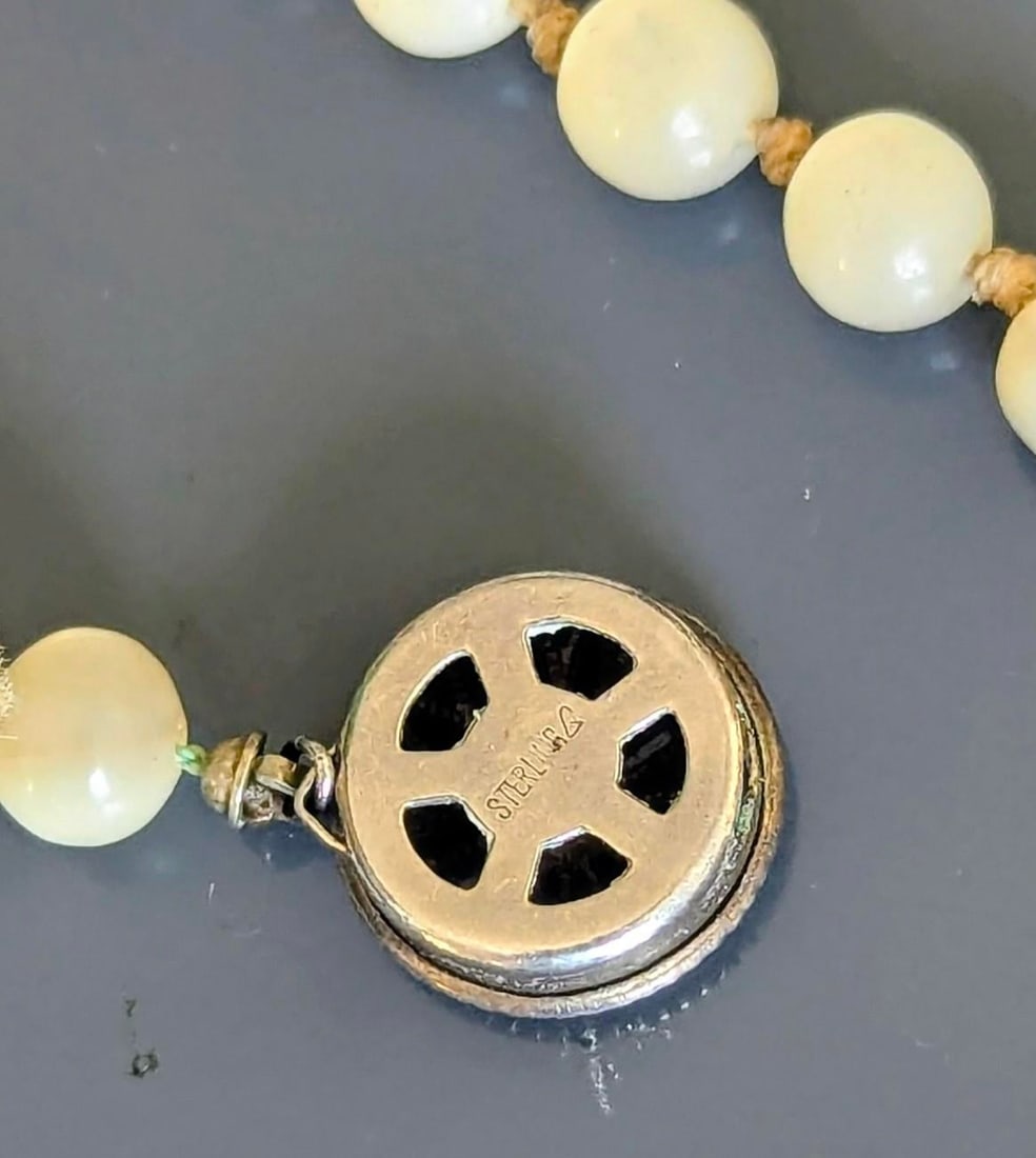 Antique 60" Necklace Shell Beads With Worthy Clasp - 3