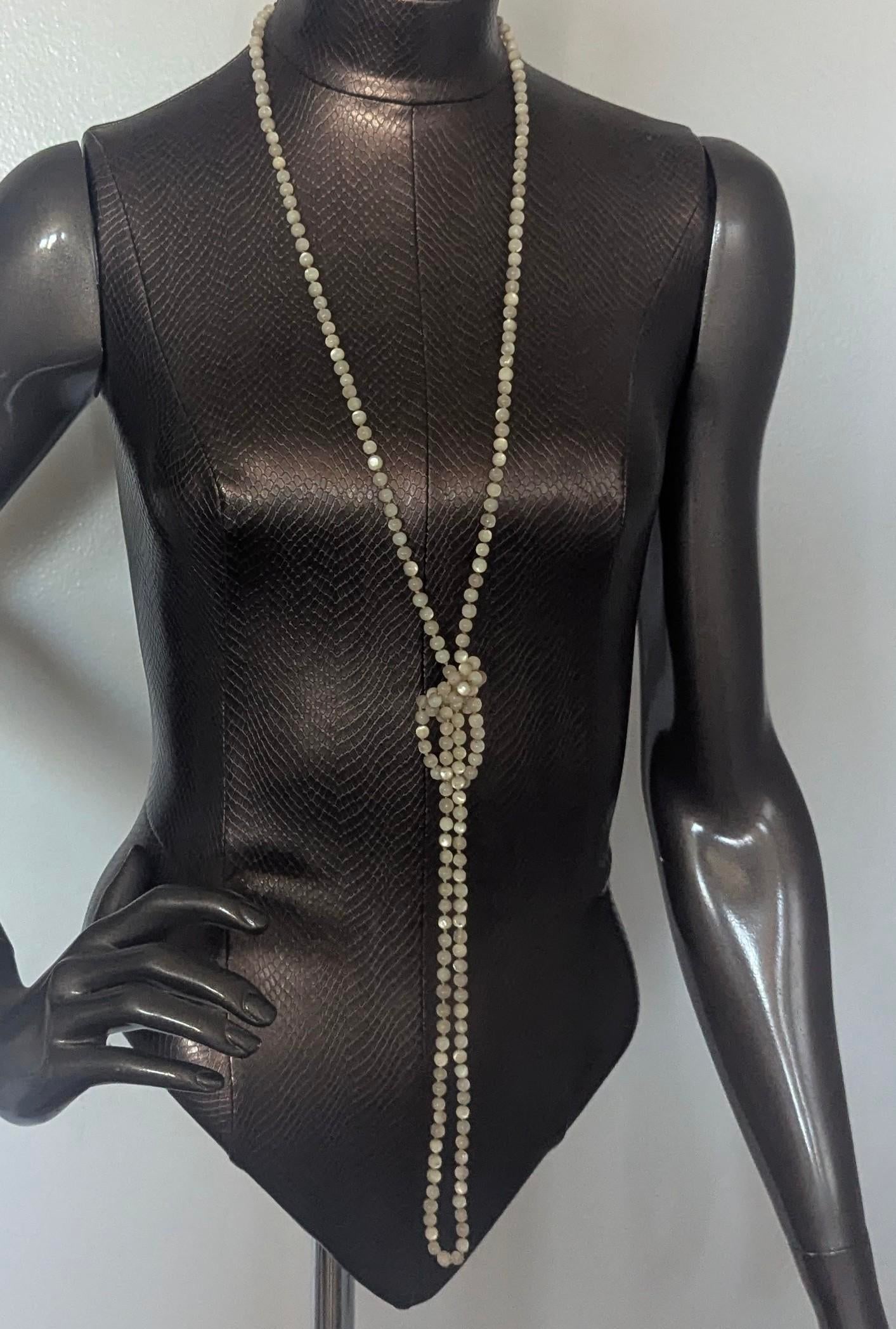 Antique 60" Necklace Shell Beads With Worthy Clasp - 4