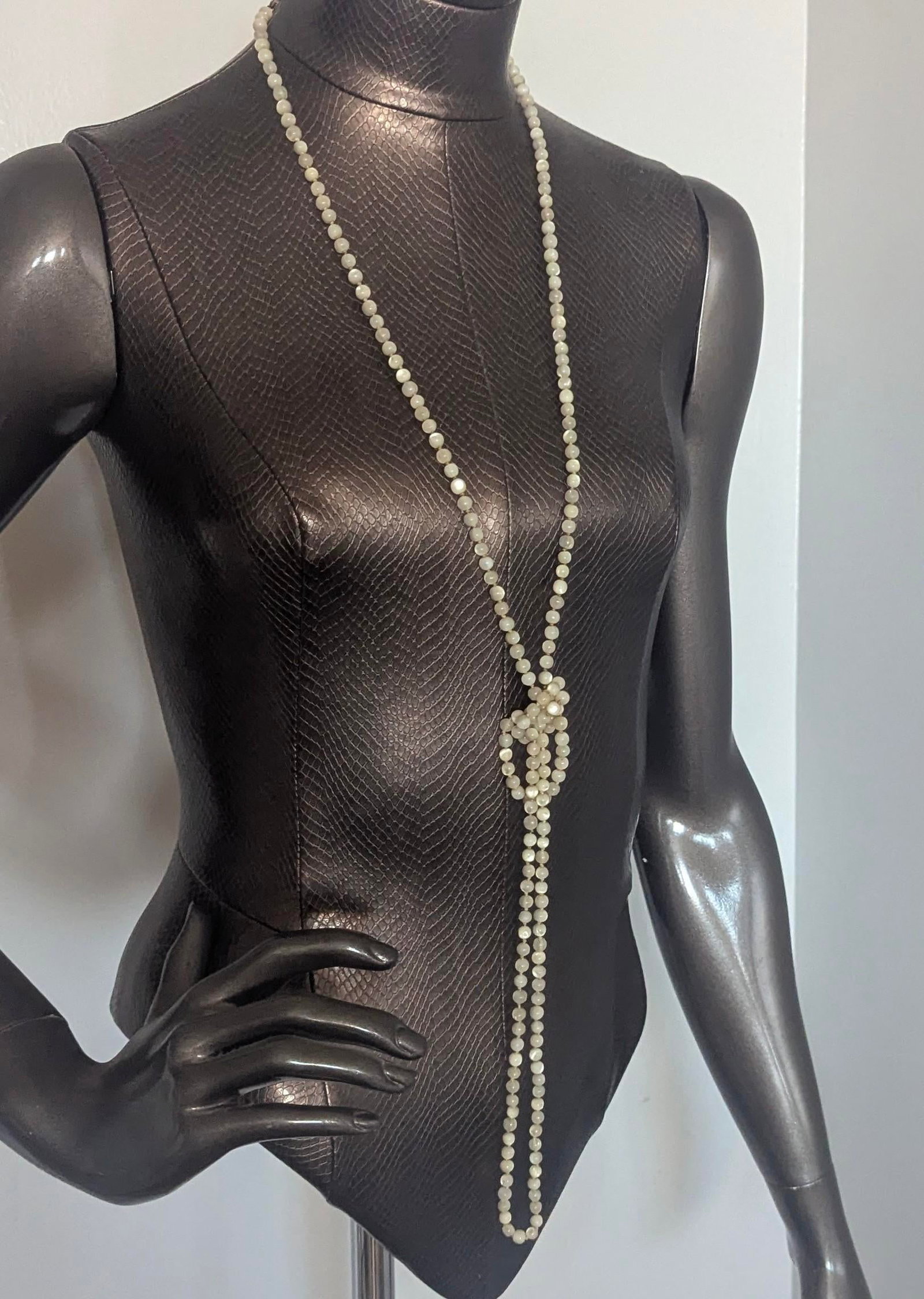 Antique 60" Necklace Shell Beads With Worthy Clasp - 5