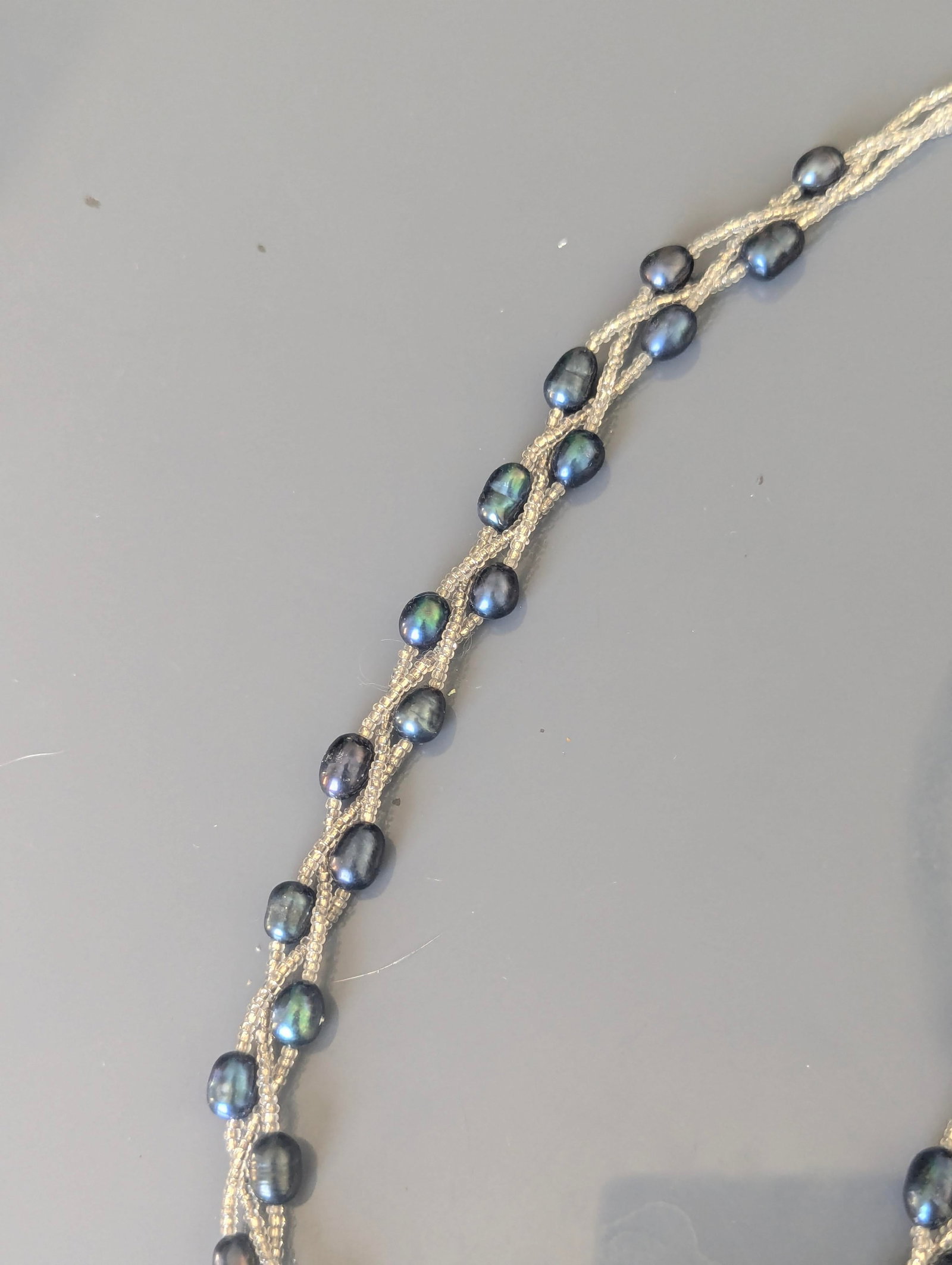 Braided Freshwater Black Pearls With Ziv 925 Silver Clasp - 3