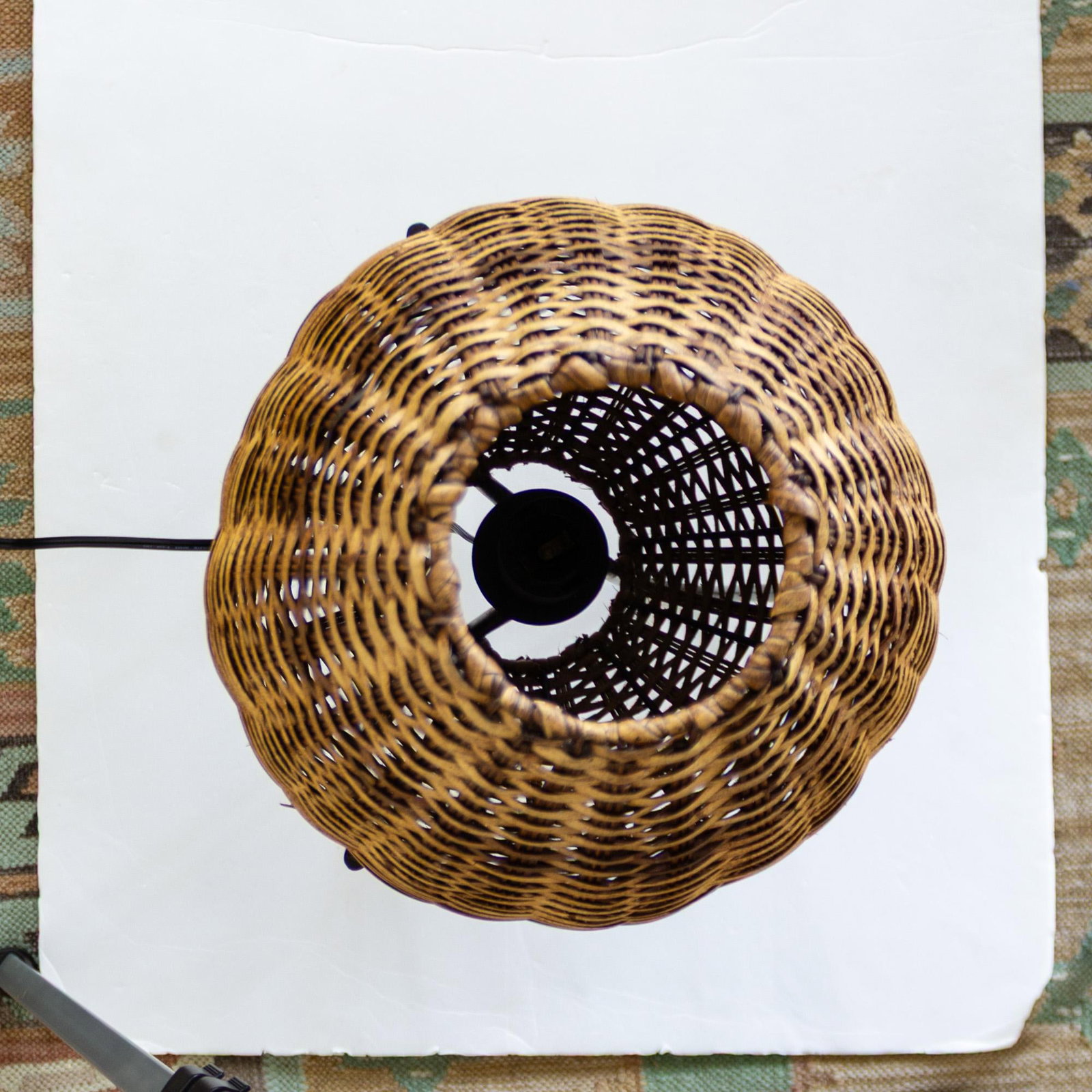 Paul Mayen Rattan Wicker Beehive Lamp on Hairpin Legs 1965 - 16