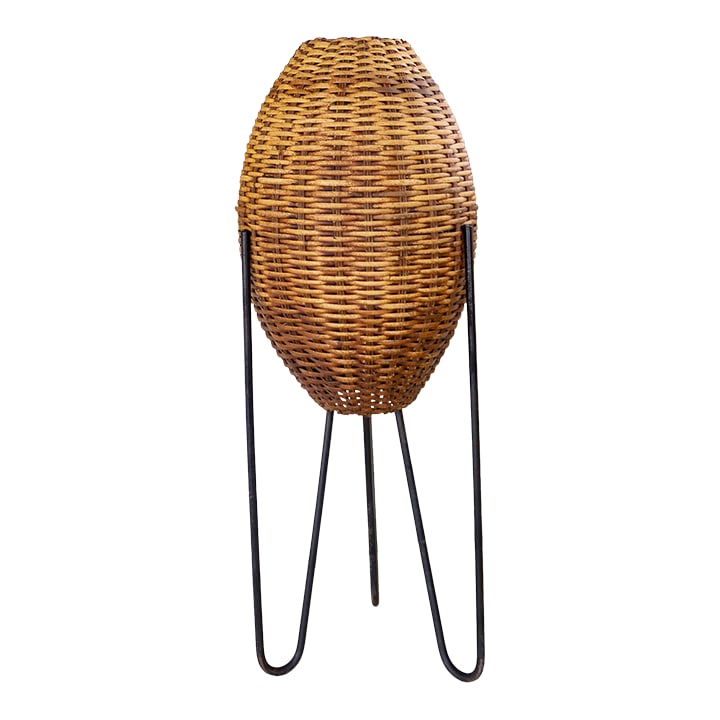 Paul Mayen Rattan Wicker Beehive Lamp on Hairpin Legs 1965 (1 of 16)