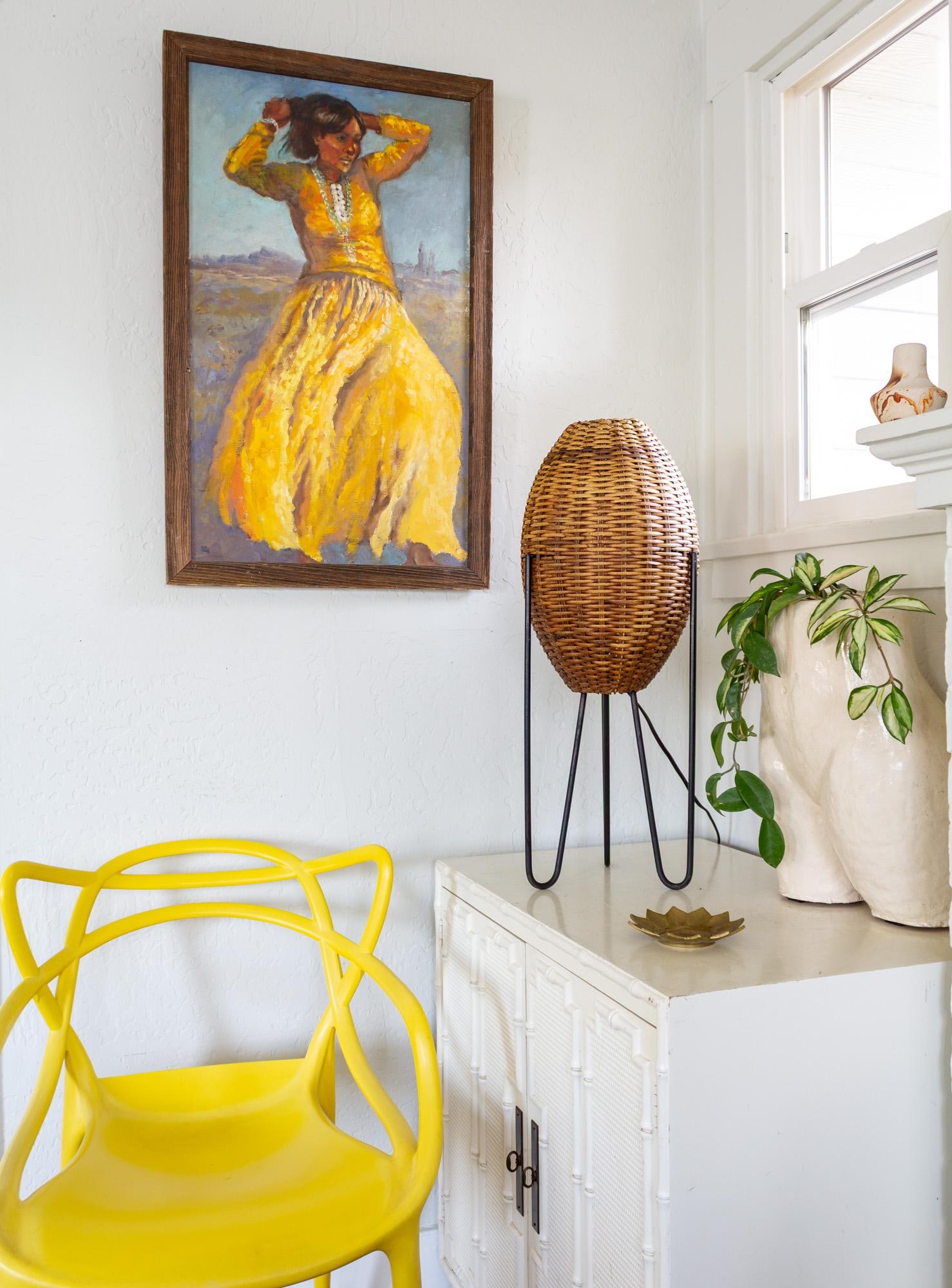 Paul Mayen Rattan Wicker Beehive Lamp on Hairpin Legs 1965 - 4