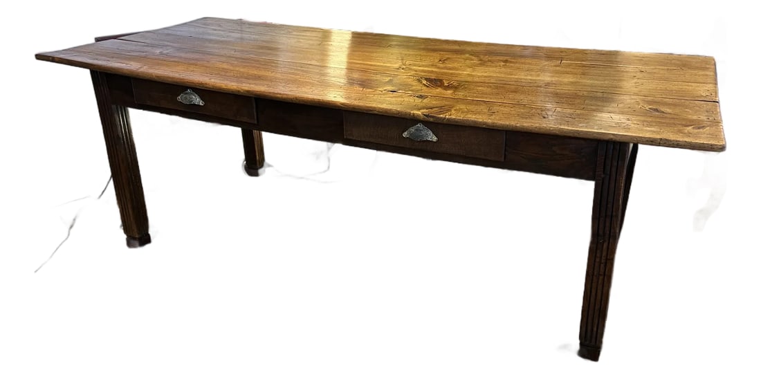 19th Century English Farm Table Dining Table With Satin Birch Top (1 of 11)