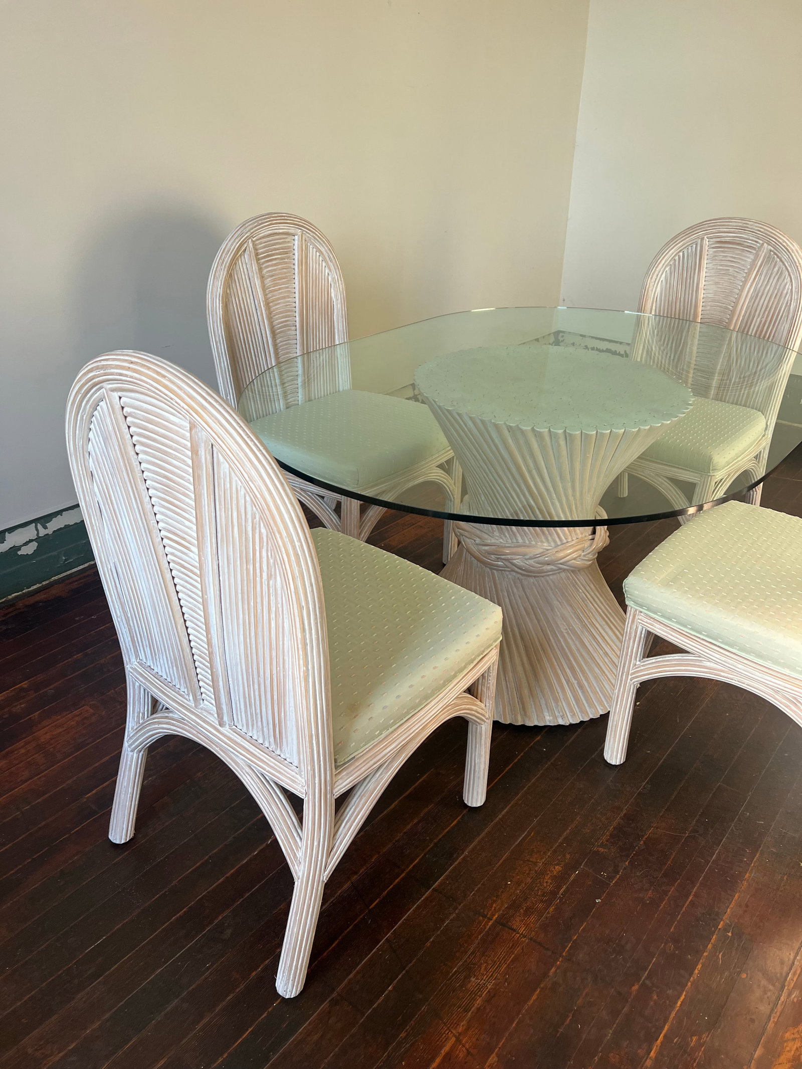 Mid 19th Century Henry Link Coastal Rattan Boho Chic Dining Set 5 PCS - 2